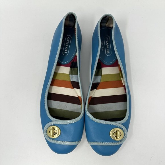 Coach Shoes Coach Blue Noel Ballet Flats Slip On Shoes Size 8m